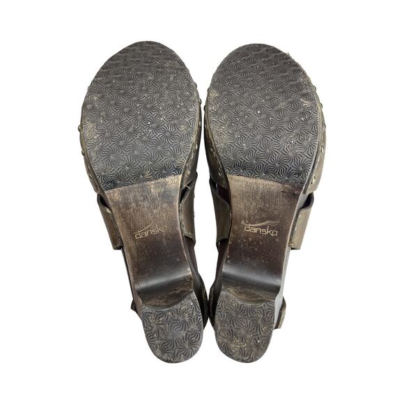 Dansko Becca Brown Leather Studded Heeled Clogs Women’s 40 US 9.5–10 Shoes - Picture 5 of 11